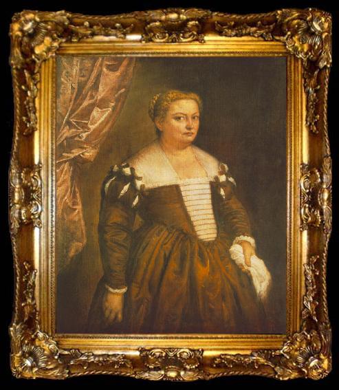 framed  VERONESE (Paolo Caliari) Portrait of a Venetian Woman we, ta009-2